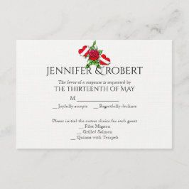 Rockabilly Hearts and Rose Wedding Response Card RSVP Karte