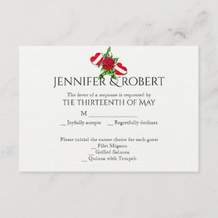 Rockabilly Hearts and Rose Wedding Response Card RSVP Karte