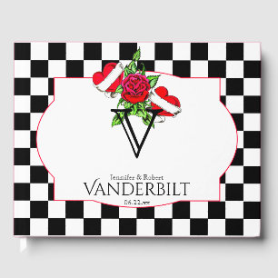 Rockabilly Hearts Rose Wedding Guest Book Gästebuch