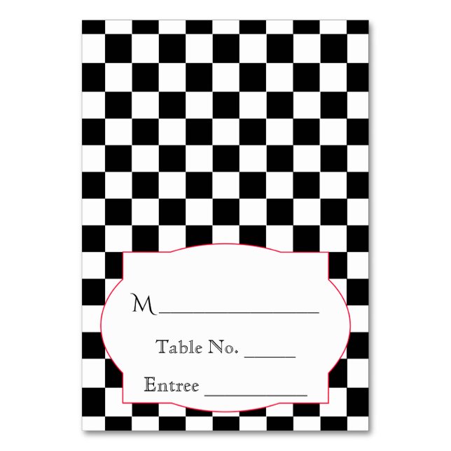 Rockabilly Hearts und Rose Platzkarte Tischnummer (Vorderseite)