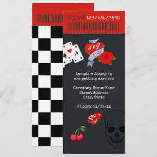 Rockabilly-Hochzeitsticket Einladung