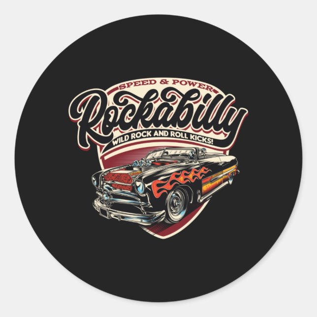 Rockabilly Hotrod Speed Flames - Nebel Runder Aufkleber (Vorderseite)