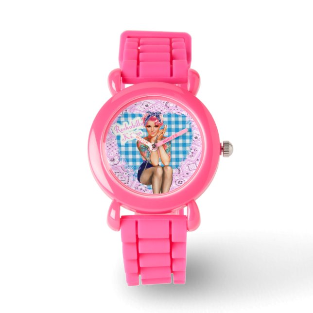 Rockabilly Kitten Watch Armbanduhr (Vorderseite)