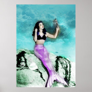 Rockabilly Mermaid Print Poster
