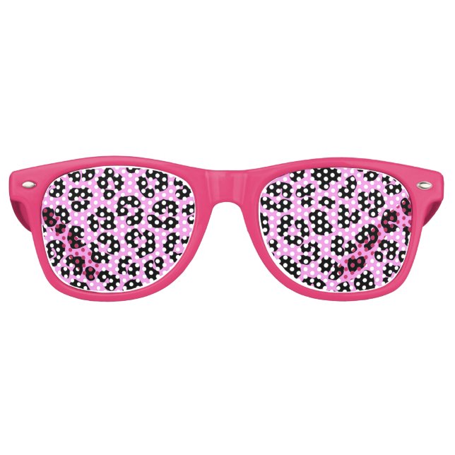 Rockabilly Pink Leopard Print Retro Partybrille (Vorderseite)