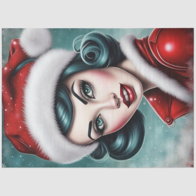 Rockabilly Pinup Christmas Decoupage Seidenpapier (Vorderseite)