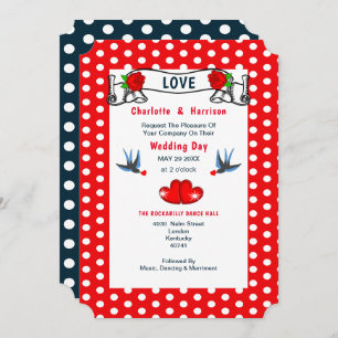 Rockabilly Polka Dot Wedding Einladung