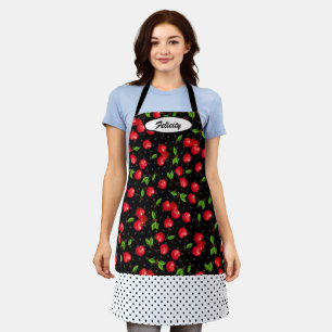 Rockabilly Polka Dots und rote Kirschen Personalis Schürze