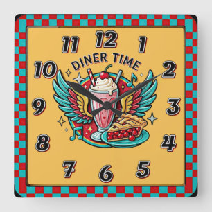 Rockabilly Quadratische Wanduhr