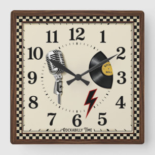 Rockabilly Quadratische Wanduhr