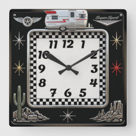 Rockabilly Quadratische Wanduhr