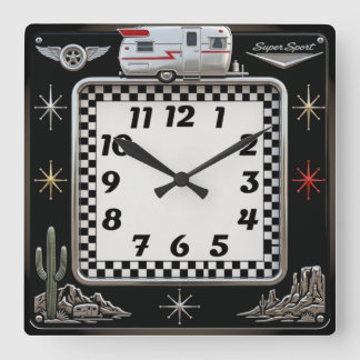Rockabilly Quadratische Wanduhr