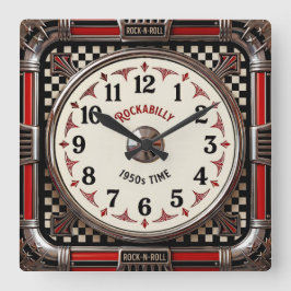 Rockabilly Quadratische Wanduhr