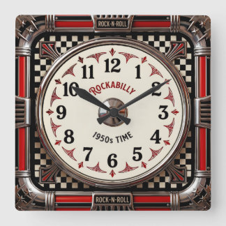 Rockabilly Quadratische Wanduhr