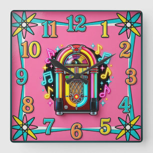 Rockabilly Quadratische Wanduhr
