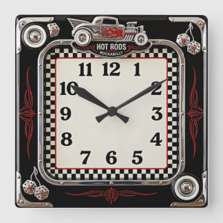 Rockabilly Quadratische Wanduhr