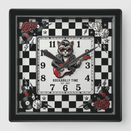 Rockabilly Quadratische Wanduhr