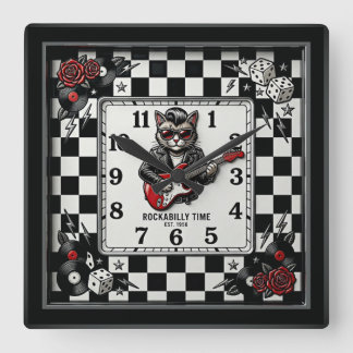 Rockabilly Quadratische Wanduhr