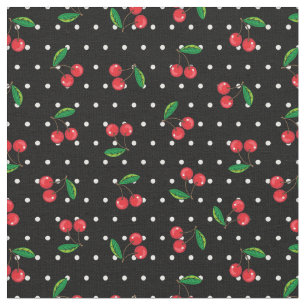 Rockabilly Red Cherries and Polka Dots 50er Patter Stoff