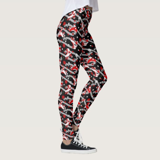Rockabilly Retro Roller Skaten Leggings (Rechts)