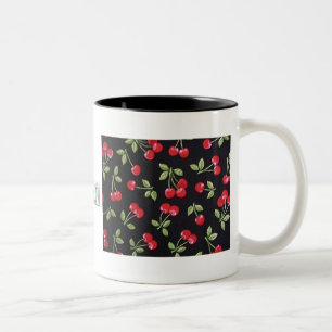 Rockabilly Rockabilly-Kirschen auf schwarzen Gesch Zweifarbige Tasse