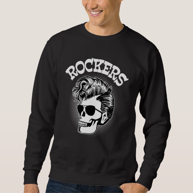 Rockabilly Skull Bekleidung Psychobild Rock and Ro Sweatshirt (Vorderseite)