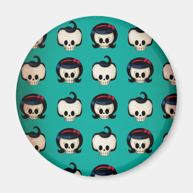 Rockabilly Skulls Pattern Magnet (Vorne)