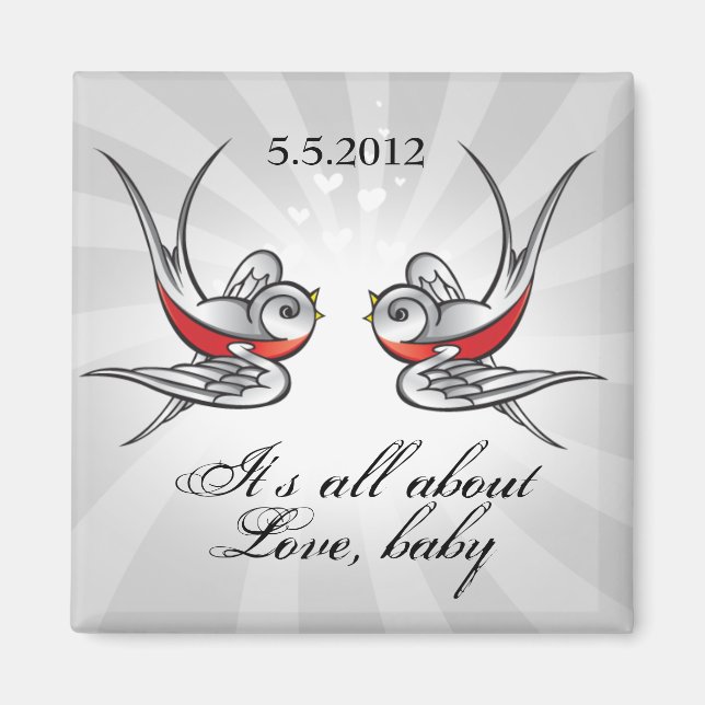 Rockabilly Tattoo Save the Date Hochzeit Magnet (Vorne)