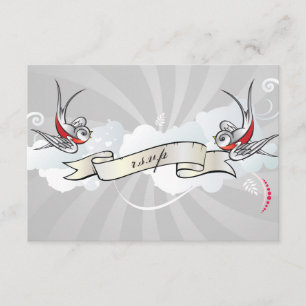 Rockabilly-Tattoo-Schwalben-RSVP-Empfangskarte RSVP Karte