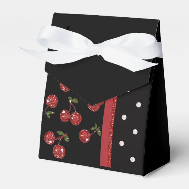 Rockabilly Very Cherry Cherries Black Gevor Box Geschenkschachtel (Vorderseite)