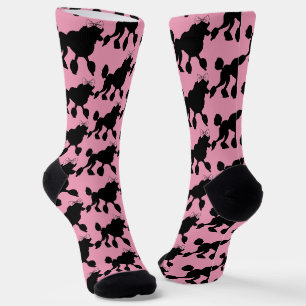 Rockabilly Vintage Schwarze Pudel auf Rosa Socken