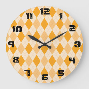 Rockabilly Wanduhr der Retro gelben Raute
