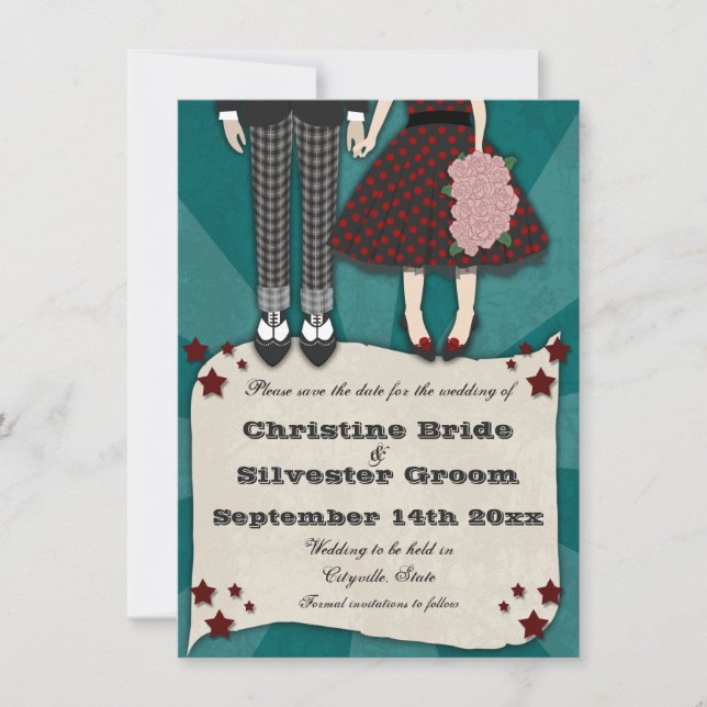 Rockabilly Wedding, 4.5x6.25 Save the Date (Vorderseite)