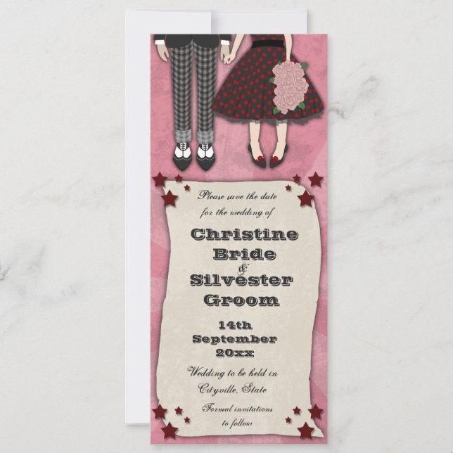 Rockabilly Wedding, 4x9,25 Save the Date (Vorderseite)