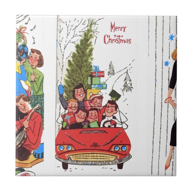 Rockabilly Weihnachten Fliese (Vorderseite)