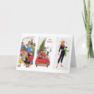 Rockabilly-Weihnachten im Vintage-Stil Feiertagskarte