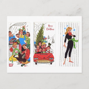 Rockabilly-Weihnachten im Vintage-Stil Feiertagspostkarte