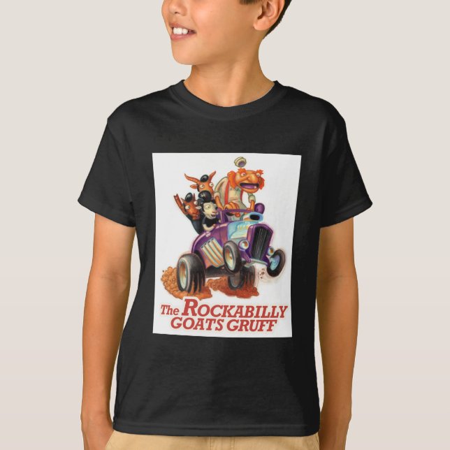 Rockabilly Ziegen Gruff - Auto-Schleppangel T-Shirt (Vorderseite)