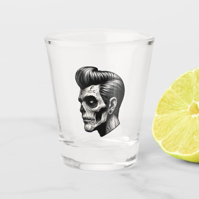 Rockabilly Zombie Vibes Schnapsglas (Vorderseite)