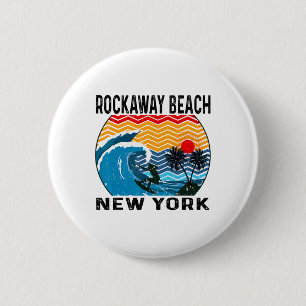 Rockaway Beach New York Surfen Surfbrett Button