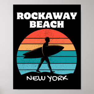Rockaway Beach New York Surfen Vintage Sonnenunter Poster