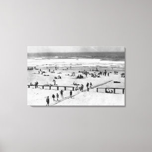 Rockaway, Oregon-Strand-Szene und Schwimmer Leinwanddruck
