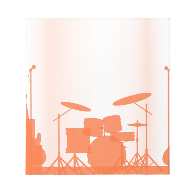 Rockbandgeräte auf Bühne Notizblock (Vorderseite)