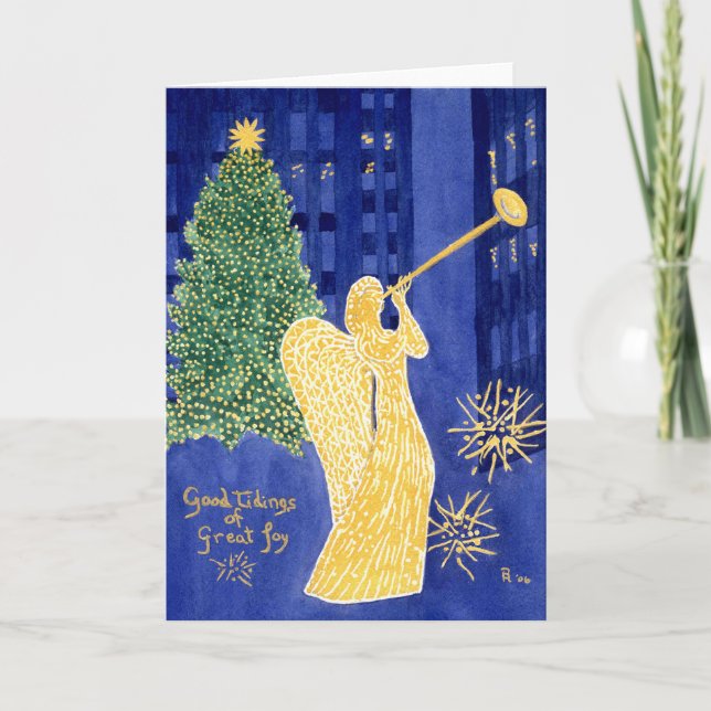 Rockefeller Angel Blank Christmas Card Feiertagskarte (Vorderseite)