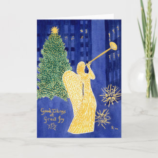 Rockefeller Angel Blank Christmas Card Feiertagskarte