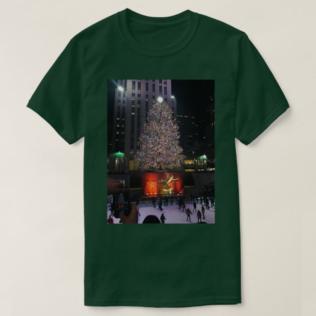 Rockefeller Center Christmas Tree Scene T-Shirt (Design vorne)