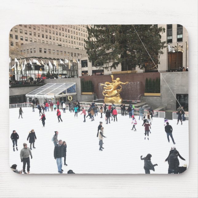 Rockefeller Center Ice Skaten Rink NYC Foto Mousepad (Vorne)