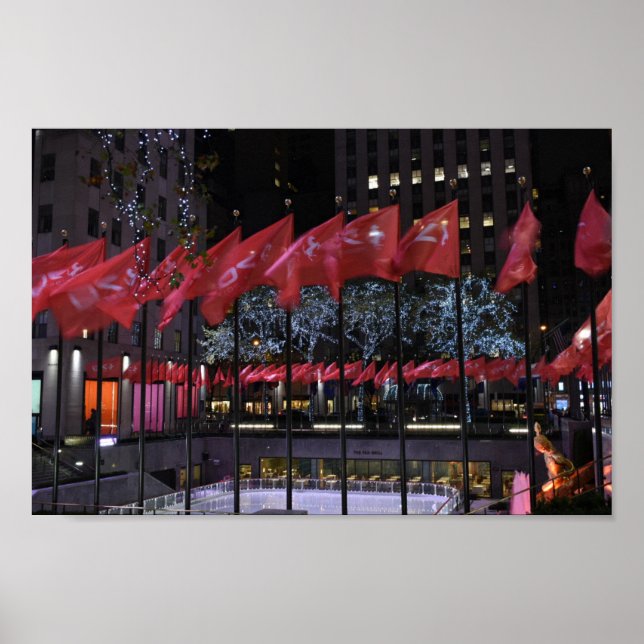 Rockefeller Center Ice Skaten Rink NYC Foto Poster (Vorne)