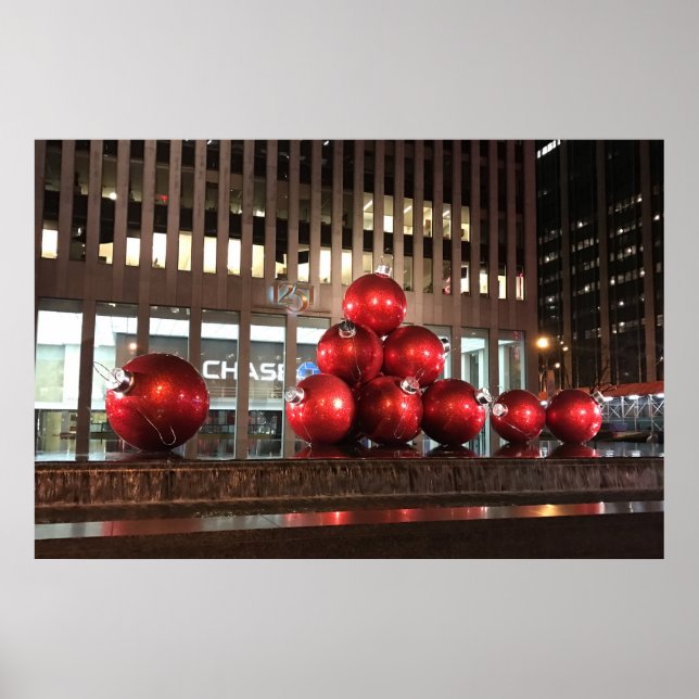 Rockefeller Center New York NY Red Christmas Balls Poster (Vorne)