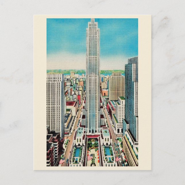 Rockefeller Center NYC Vintage-Ansichtskarte Postkarte (Vorderseite)